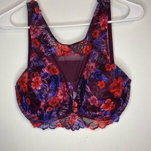 Floral Lace Bralette - Red and Purple